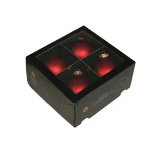 Piros Üveg Gömb 10 cm 4db