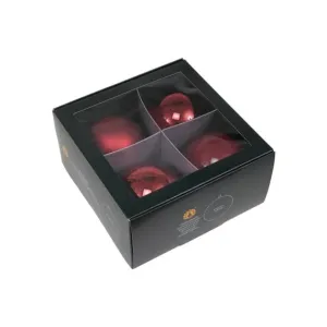 Pink Glass Ball 10 cm Set of 4